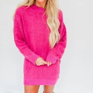Cozy & Chic Bright Pink Alpaca Blend Tunic Dress